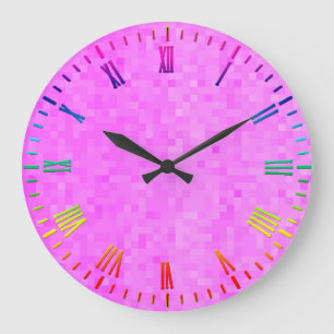 Mosaico Rosa Pastel, Relógio de Parede Grande