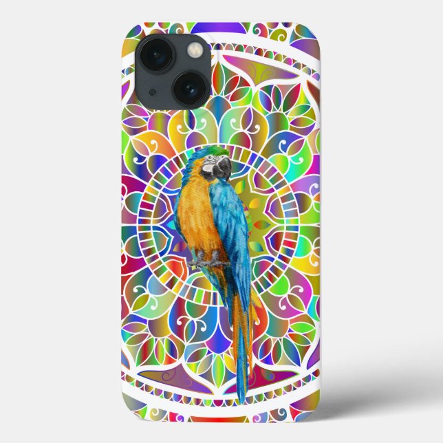 Mosaico Tropical – Mandala de Arara Azul e Amarela (Verso)