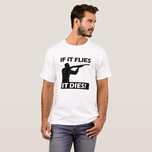 Moscas Morrem Engraçado Camiseta (Frente Completa)