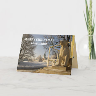 Moscou. Inverno. escultura de leão Cartão branco d