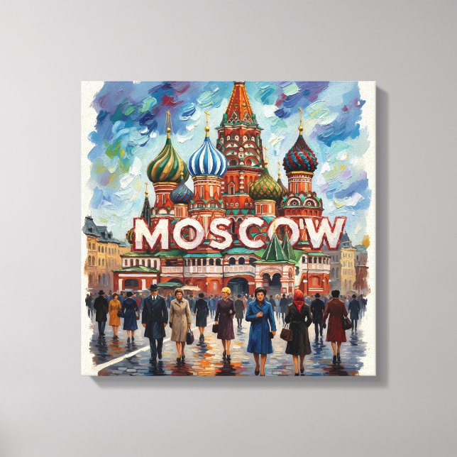 Moscow St Basil Skyline Scene Canvas Art (Frente)