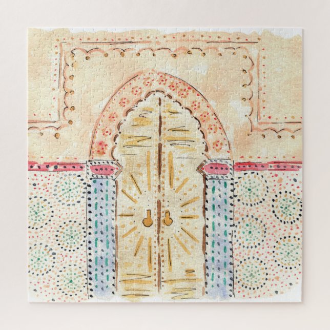 Mosque Door Watercolor Quebra-cabeça (Vertical)