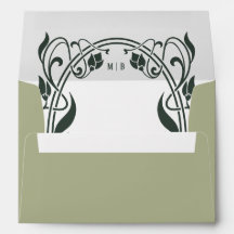 Moss Green and Sage Art Nouveau Elegant Wedding