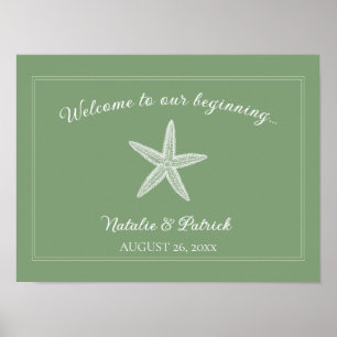 Moss Green Starfish Poster de boas-vindas
