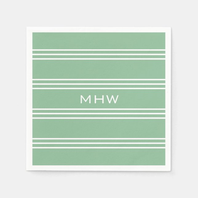 Moss Green Strips - guardanapos de papel personali (Frente)