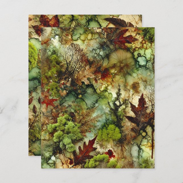 Mossy Fall Forest - Papel Scrapbook De Álcool (Frente/Verso)