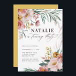 Mostarda cor-de-água floral aniversário de 30 anos<br><div class="desc">Aniversário de 30 anos cor-de-água,  cor-de-rosa floral,  convites de festas de mostarda. Lindo e elegante tema de festa moderna.</div>