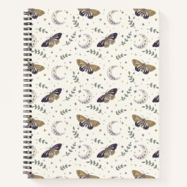 Moth and Moon Spiral Notebook 8.5"x11"