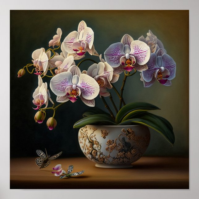 Moth Orchid Flowers Art Impressão Poster (Frente)
