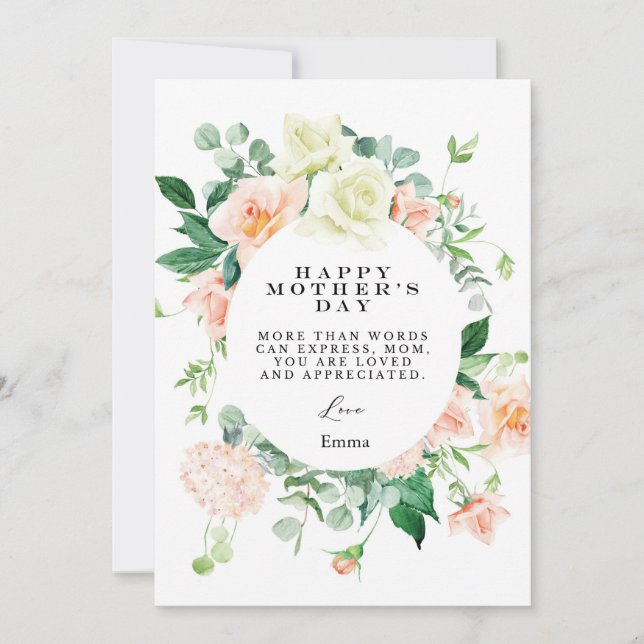 mother day cards floral elegant (Frente)