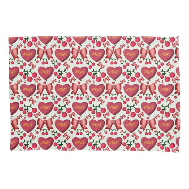 Mother’s Day Cherry Bow Heart Pattern Cute  (Frente)