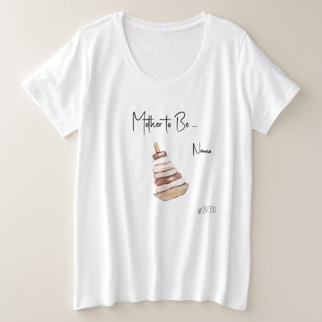 Mother-to-Be Boho Baby Shower Plus Size T-Shirt (Frente do Design)