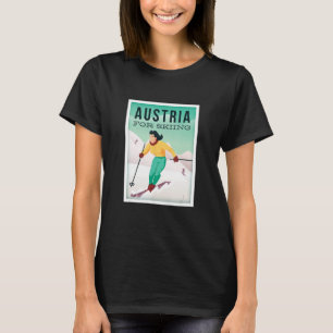 Motif de Esqui Retro Áustria com Polos de Esqui e 