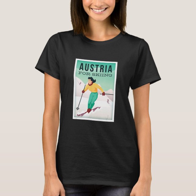 Motif de Esqui Retro Áustria com Polos de Esqui e  (Frente)
