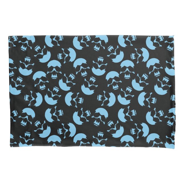 Motif de repetição azul e preto | Padrão do crânio (Frente)