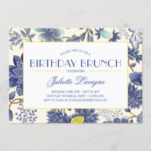 Motif Floral em Convite Amarelo e Azul