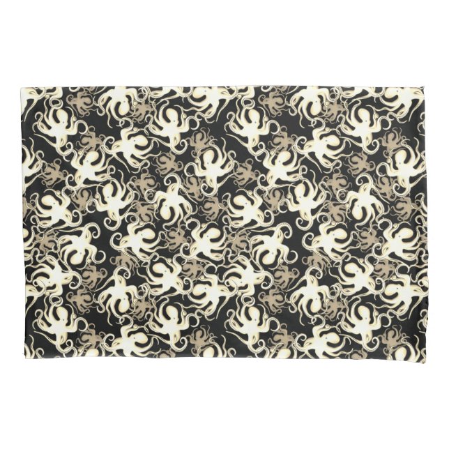 Motif Repetitivo Preto E Sepia | Padrão Octopus (Frente)