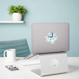 Motif Verde Azul Com Adesivo Inicial