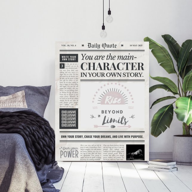 Motivational Quote Newspaper Style Art Poster (Criador carregado)