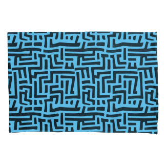 Motivo Azul e Preto | Padrão de Labirinto Geométri