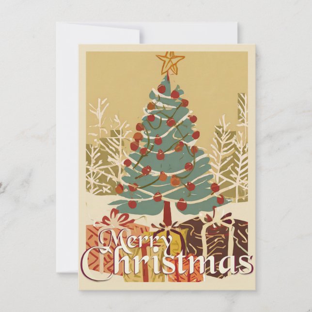 Motivo de Natal, com Presentes sob a Árvore de Nat (Frente)