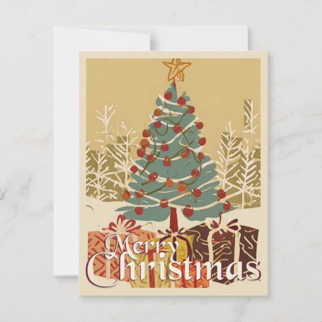 Motivo de Natal, com Presentes sob a Árvore de Nat (Frente)