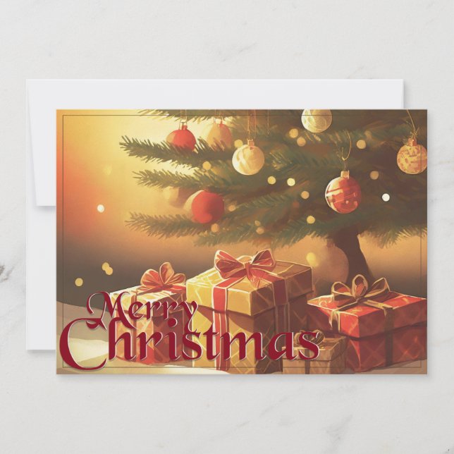 Motivo de Natal, com Presentes sob a Árvore de Nat (Frente)