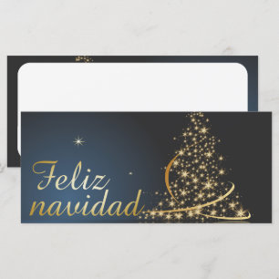 Motivo natalino azul com árvore de natal dourada.