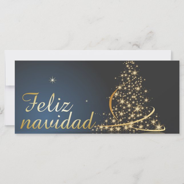 Motivo navideño azul con dorado árbol de navidad (Frente)