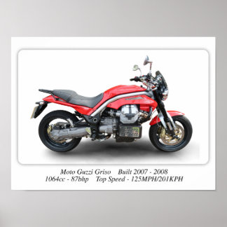 Moto Guzzi Griso Moto - Poster Impressão A3 Tamanh