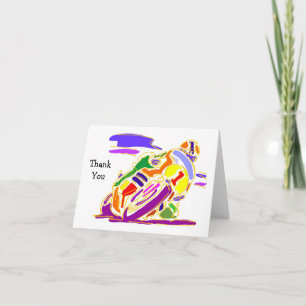 Motocicleta De Corrida Obrigado Cartões