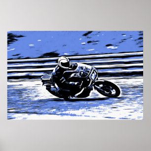 Motocicleta retro que compete o poster
