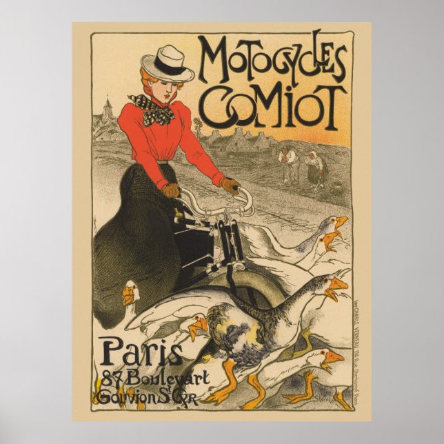 Motocicletas Comiot France Poster vintage 1899 (Frente)
