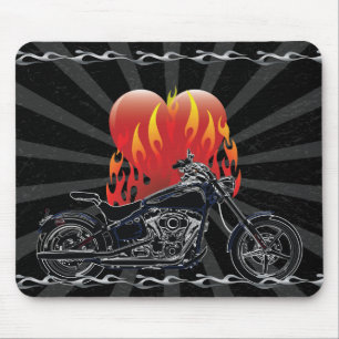 Motociclista flamejante Mousepad do amor
