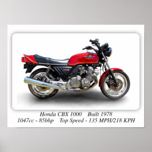 Motociclo Honda CBX 1000 - Poster de Impressão de
