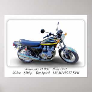 Motociclo Kawasaki Z1 900 - Poster de Impressão d