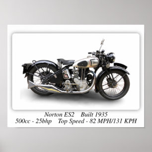 Motociclo Norton ES2 - Poster de Impressão de tama