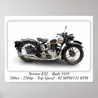 Motociclo Norton ES2 - Poster de Impressão de tama