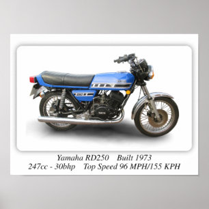 Motociclo Yamaha RD250 - Impressão de tamanho A3