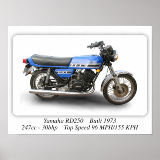 Motociclo Yamaha RD250 - Impressão de tamanho A3