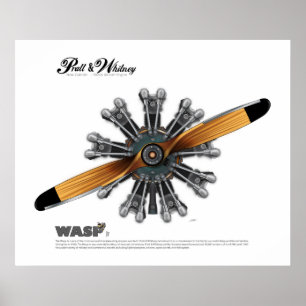 Motor de aviões radial com o poster da arte do