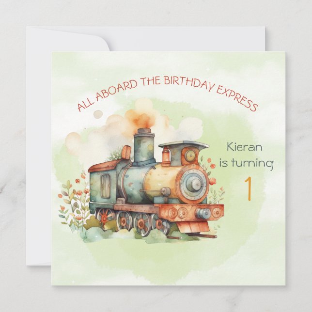 Motor de Comboio Garoto 1rua. Convite de Aniversár (Frente)