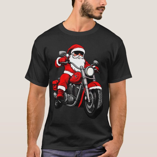 Motorcyclist Christmas T-Shirt (Frente)