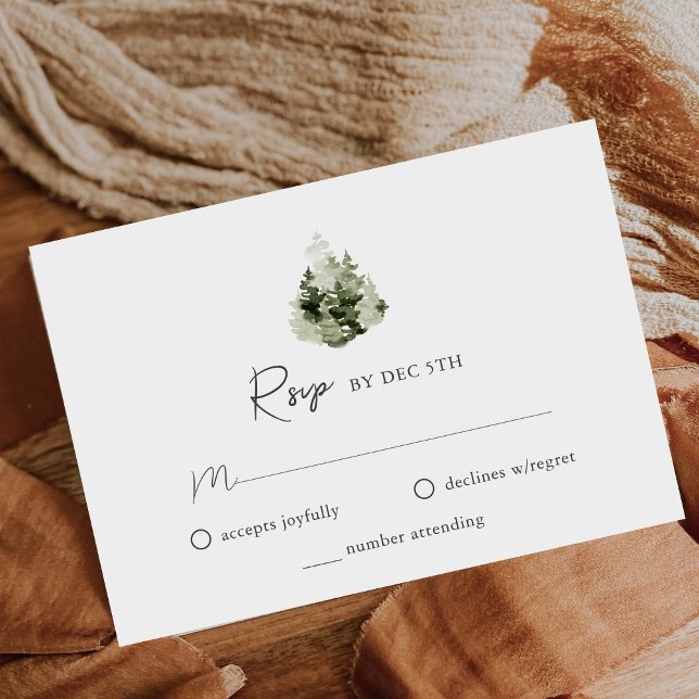 Mountain Pine Forest Wedding RSVP Card (Criador carregado)