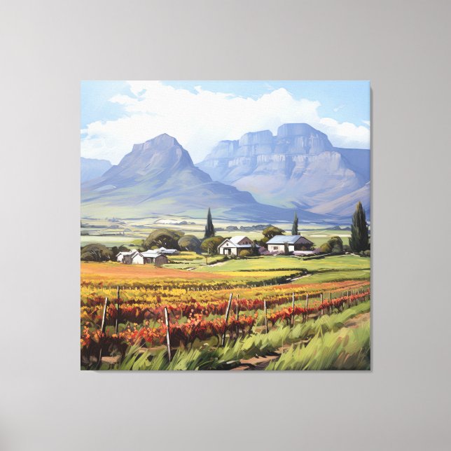 Mountain Vineyard Farmhouse Wall Art Canvas Print (Frente)