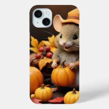 Mouse Adorável de Queda com Pumpkins IPhone 15 Cas