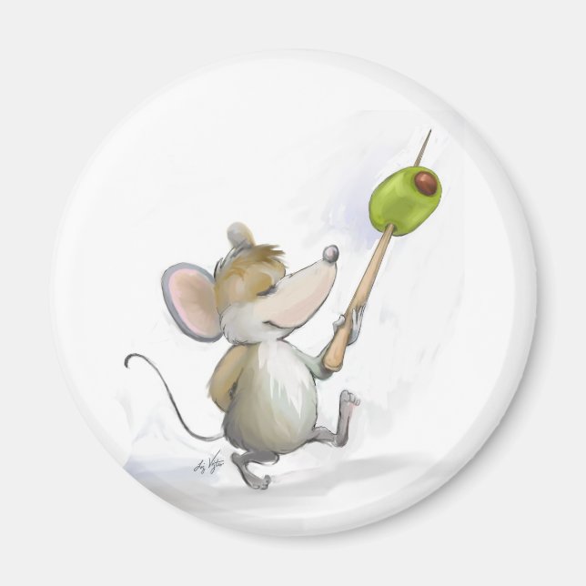 Mouse de feliz com íman de oliveira (Frente)