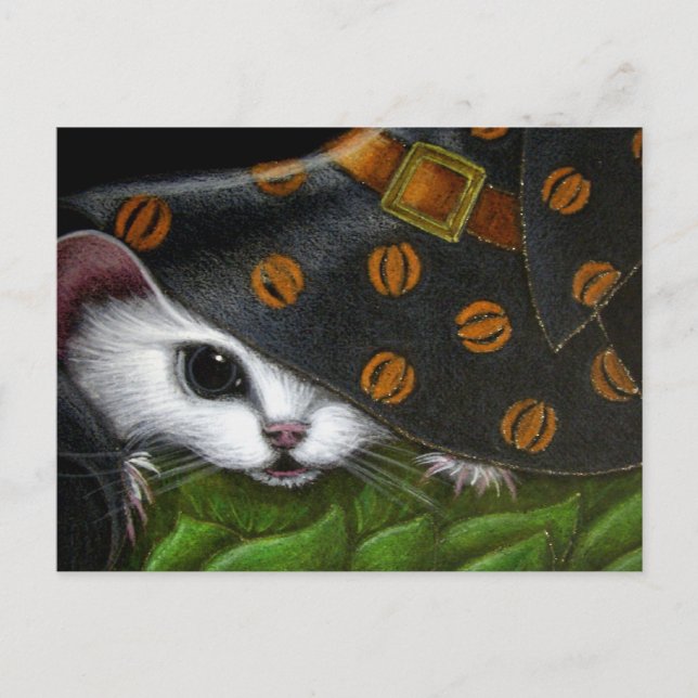MOUSE DE RATO BRANCO COM CARTÃO POSTAL DE HAT DE B (Frente)