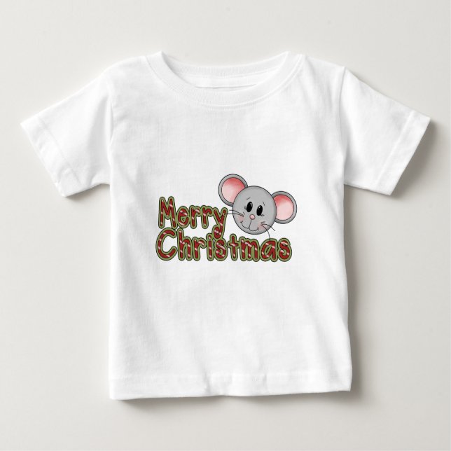 Mouse Feliz Camisetas de Natal e presentes (Frente)