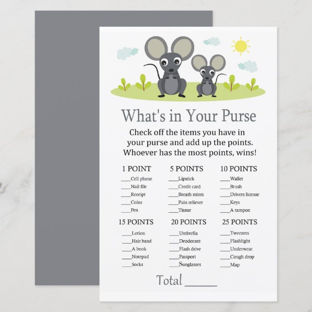 Mouse O que há no seu chá de fraldas de jogo (Frente/Verso)